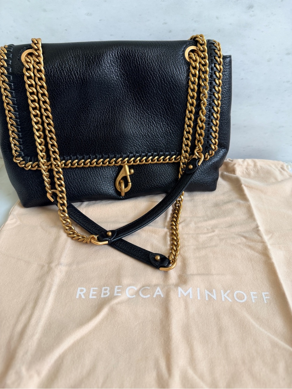 Rebecca Minkoff Edie Flap Chain-link Leather Shoulder Bag - Pristine/Like New